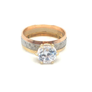 Fancy Engagement Three Tones Ring- 65053