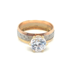 Fancy Engagement Three Tones Ring- 65053