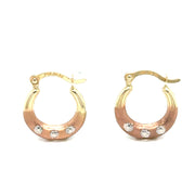 Fancy Hoop 3tone Earrings - 81754