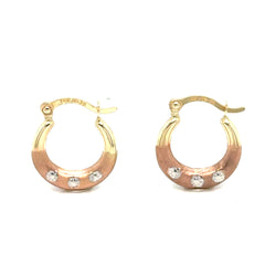 Fancy Hoop 3tone Earrings - 81754