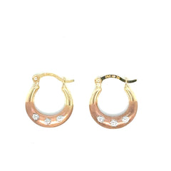 Fancy Hoop 3tone Earrings - 81754