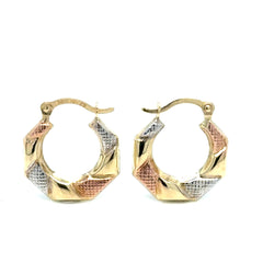 Square Hoop 3tone Earrings - 81768