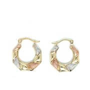 Square Hoop 3tone Earrings - 81768