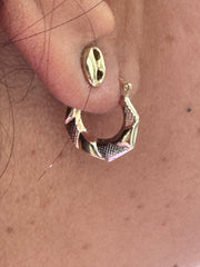 Square Hoop 3tone Earrings - 81768