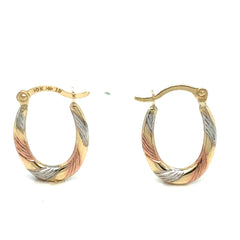 Oval Hoop 3tone Earrings - 81770