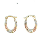 Oval Hoop 3tone Earrings - 81770