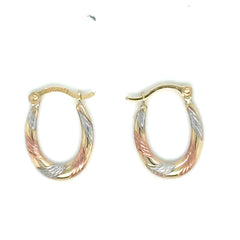 Oval Hoop 3tone Earrings - 81770