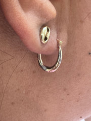 Oval Hoop 3tone Earrings - 81770