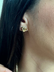 Heart Puff Earring - 81410