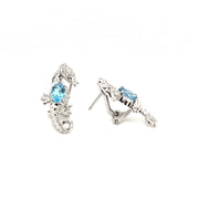 Blue Topaz Sea Horse Earrings