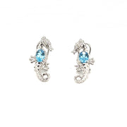 Blue Topaz Sea Horse Earrings