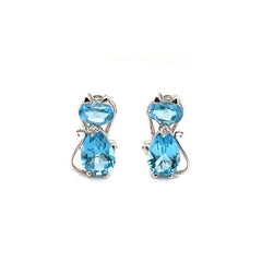 Blue Topaz Cats Earings