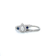 Pear Diamond & Sapphire Wedding Duo Ring -71136