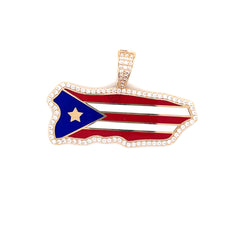 Puerto Rico Enameled Flag Pendant - 68134/25