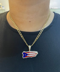 Puerto Rico Enameled Flag Pendant - 68134/25