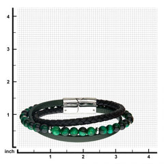 Men Inox Green Tiger Eye Bracelet - BRLB1309