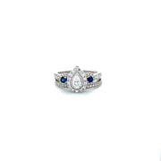 Pear Diamond & Sapphire Wedding Duo Ring -71136