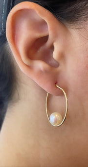 Pearl Hoops Earrings - 68791