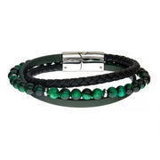 Men Inox Green Tiger Eye Bracelet - BRLB1309