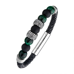 Men Inox Tiger Eye & Malachite Bracelet - BRLB1226