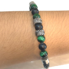 Men Inox Tiger Eye & Malachite Bracelet - BRLB1226