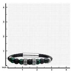 Men Inox Tiger Eye & Malachite Bracelet - BRLB1226