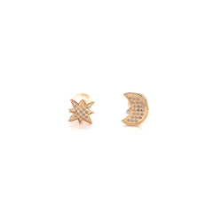 Star & Moon Stud Earrings - 69627