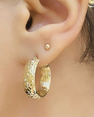 Carved Hoops Earrings - 64907